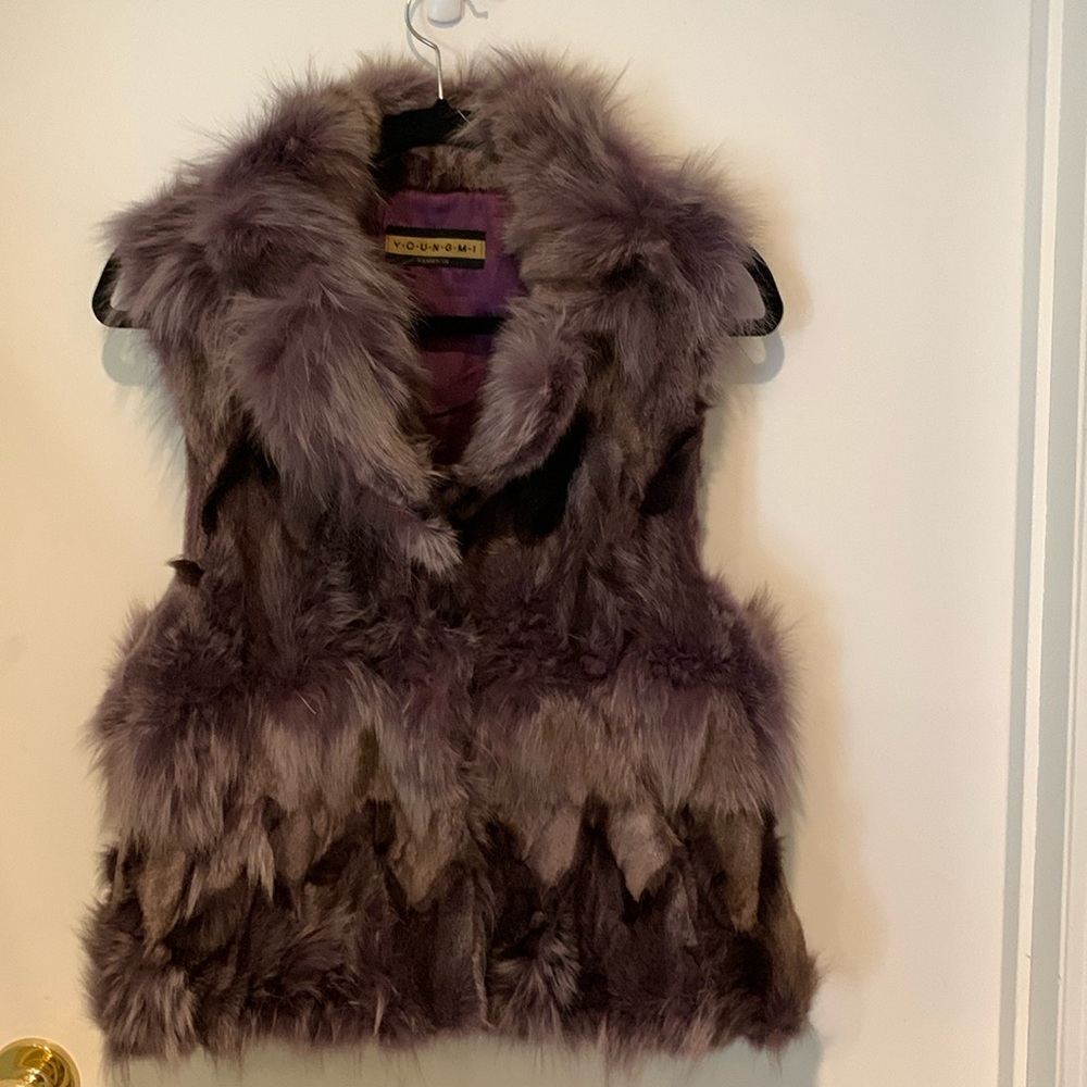 Youngmi Fashion plum purple fox fur gilet. VGUC. ~Size S.